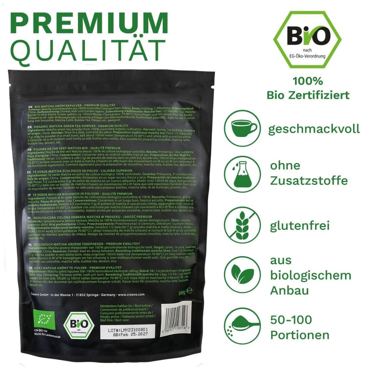 Creano ekologiskt matcha te premiumkvalitet - Bild 5