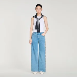 Blekta jeans med raka ben och strass