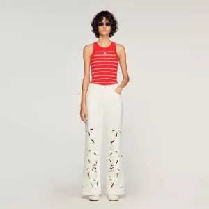 Brodade jeans med vida ben