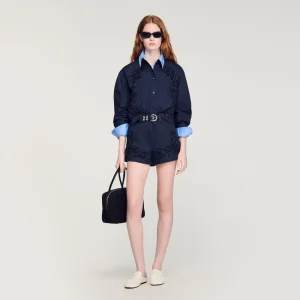 Broderade bomullsshorts