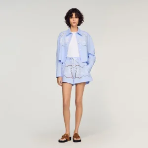 Broderade bomullsshorts