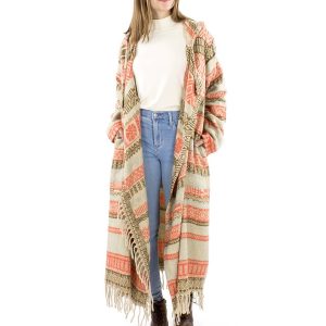 Ponchokappa med fransar Sand & Coral