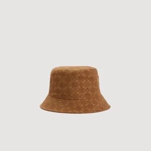 Jeans-buckethat med läderplatta