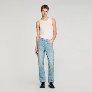 Jeans med normal passform och Square Cross-mönster