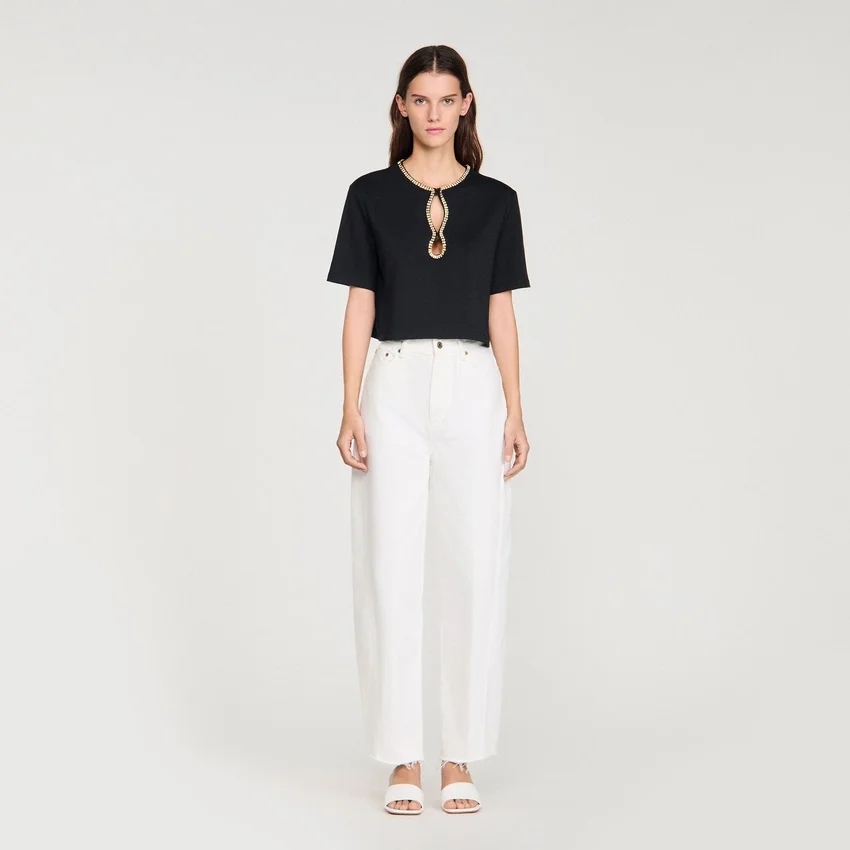Kort T-shirt med strass - Bild 3