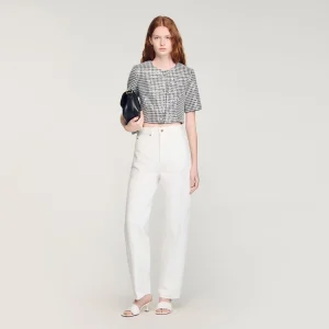 Kort topp i houndstooth-tweed