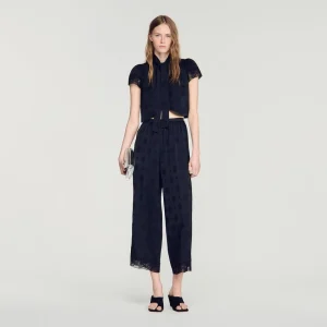 Kort topp i paisley-jacquard