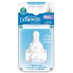 Flasknapp Natural Flow Level 4 Narrow-Neck Silicone Teats 9m+ 2p