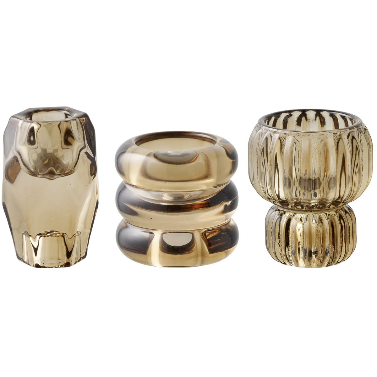 Ljusstake, glas, smoked brun, set om 3 (för Pilla-ljus)