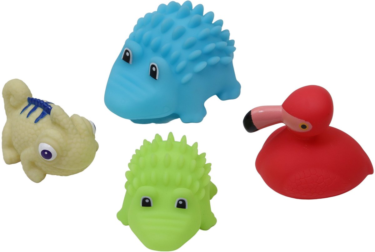 Badleksak Exotiska Djur 4-pack 9 cm