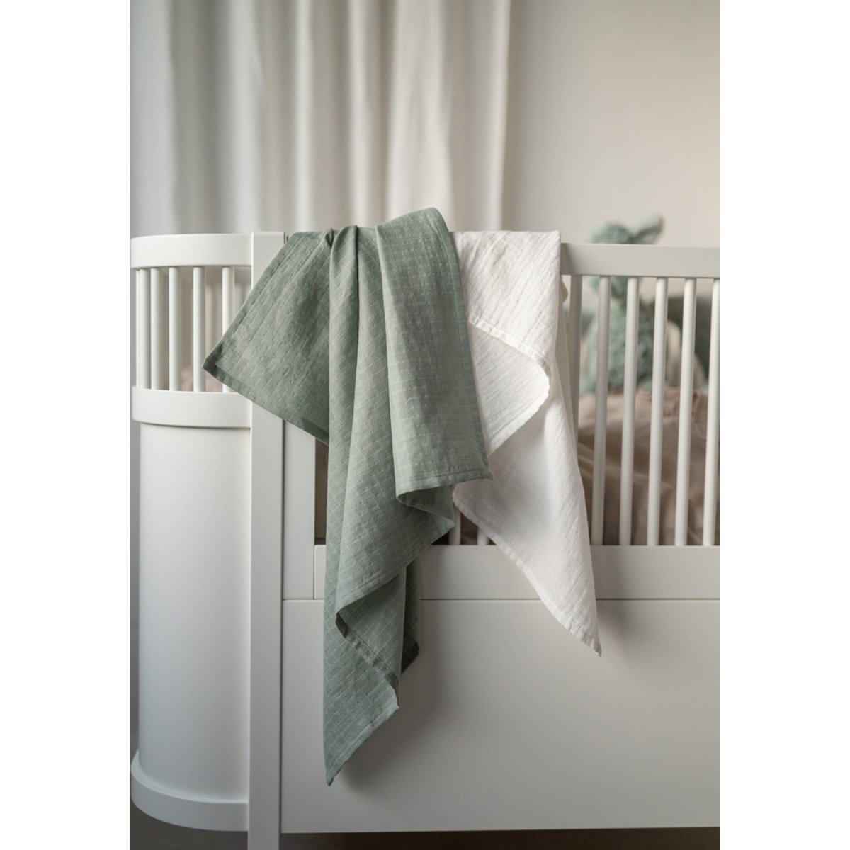 Barnfilt Muslinwrap 70×70 Grön 2-pack